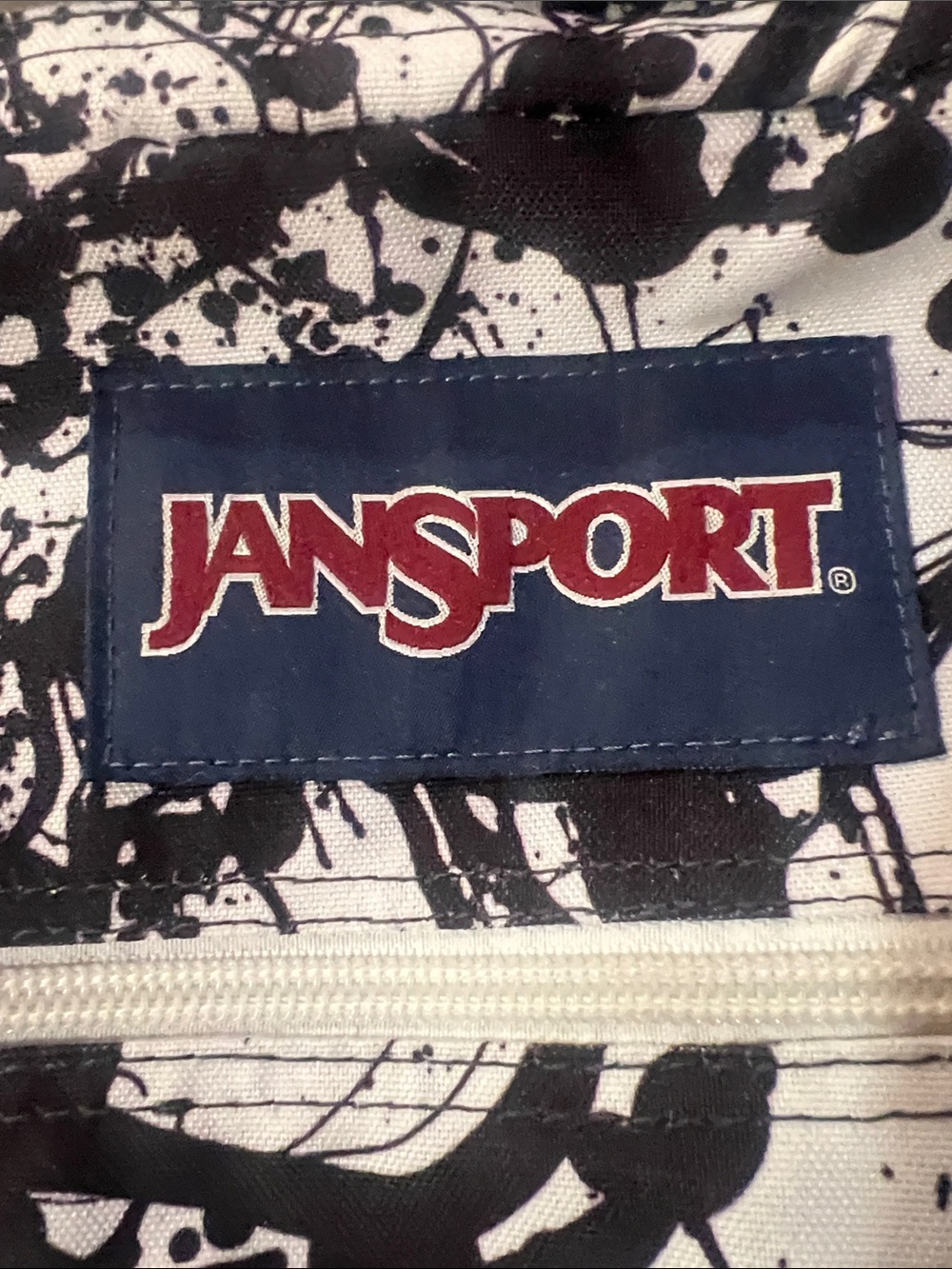 Jansport Unisex Big Student Black and White Paint-Splatter Backpack - Picture 5 of 16
